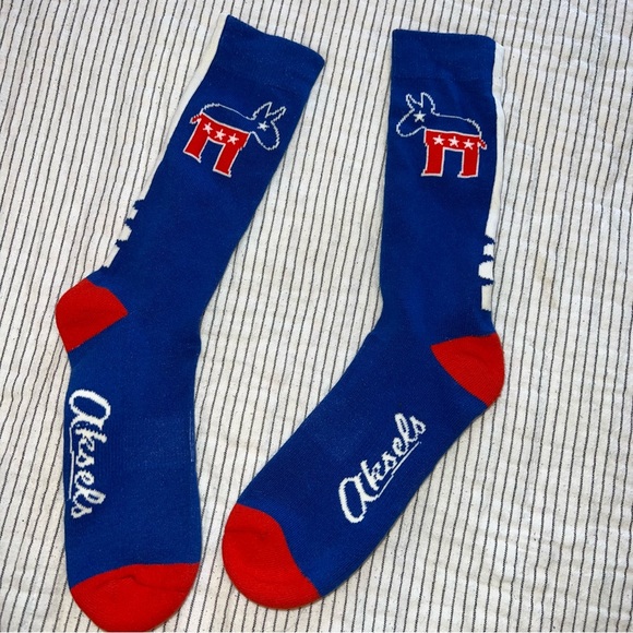 Blue Democratic Donkey Mid Calf Socks - Picture 2 of 4